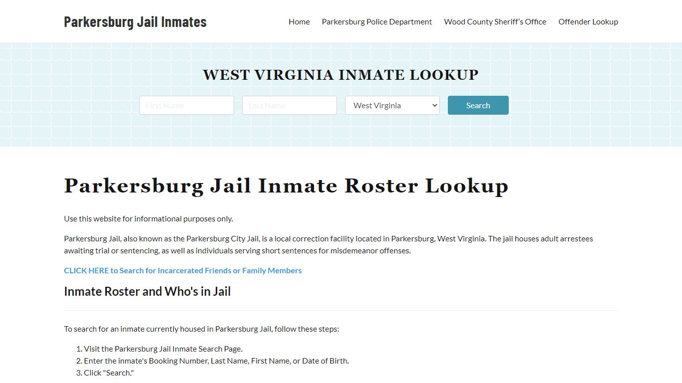 Parkersburg Jail Inmate Roster, Wood County, WV, Offender Search