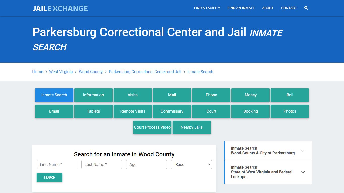 Parkersburg Correctional Center and Jail Inmate Search